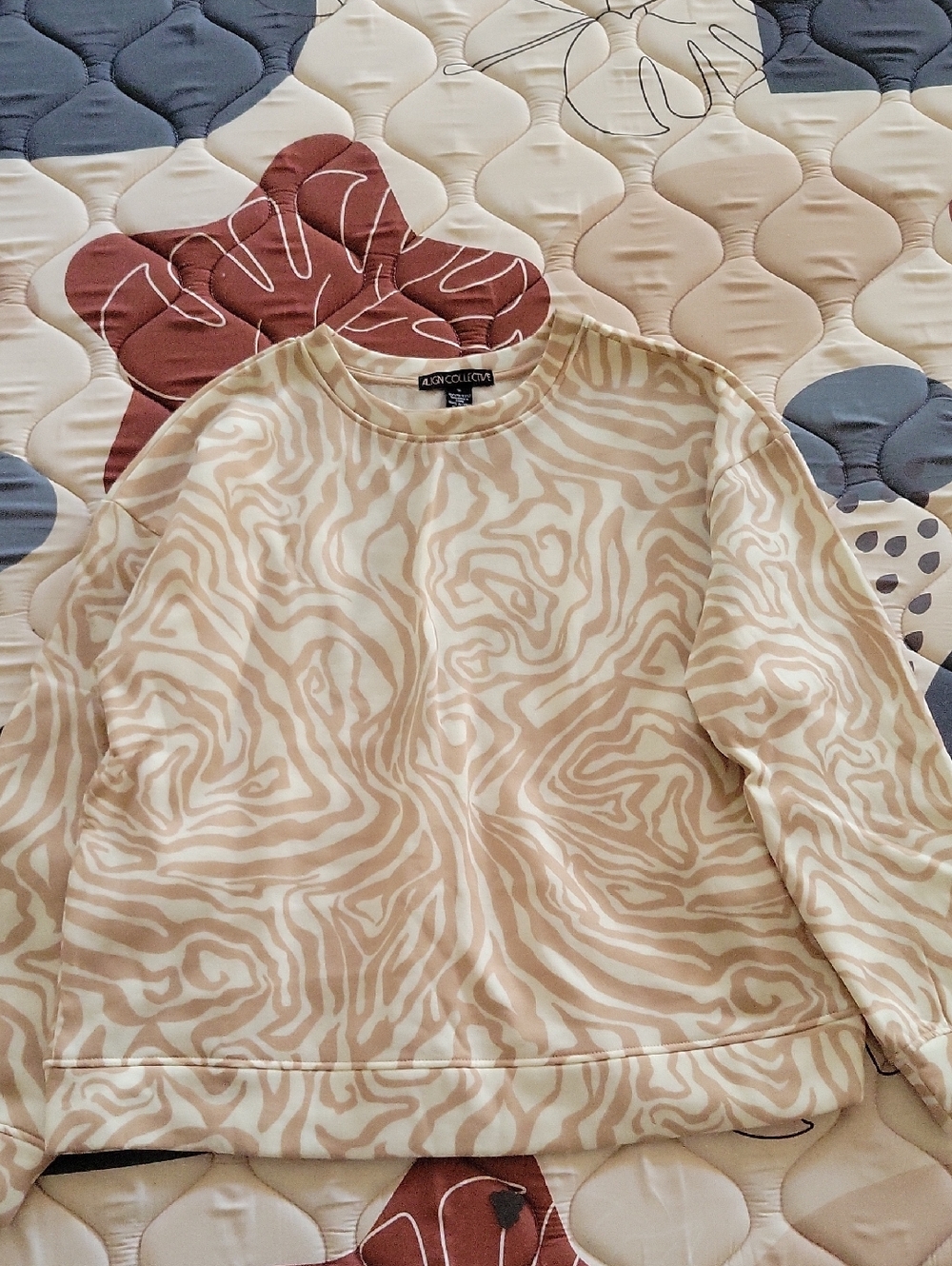 Women’s Beige Zebra Print Long Sleeve Top